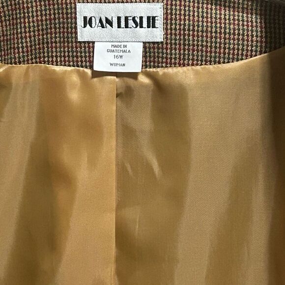 Vtg Joan Leslie Blazer Suit Jacket Women's 16W Green Brown Wool Single Breasted - Picture 7 of 10